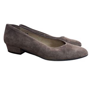 Sesto Meucci Womens Suede Leather Low Heels Brown Slip On Pumps Shoes sz 8